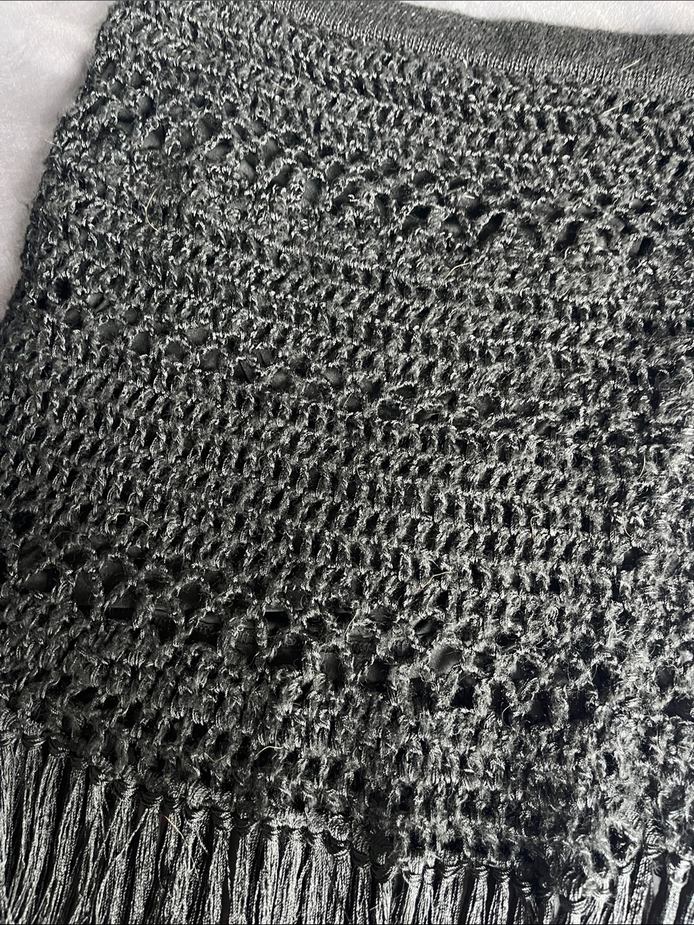 Zara Black Crochet Maxi Skirt with Long Fringe - Picture 4 of 6